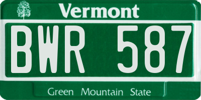 VT license plate BWR587
