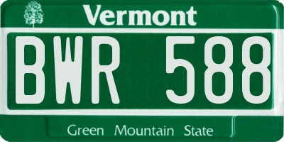 VT license plate BWR588