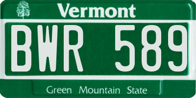 VT license plate BWR589