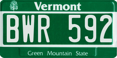 VT license plate BWR592