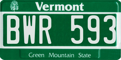 VT license plate BWR593