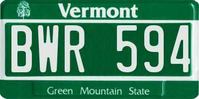 VT license plate BWR594