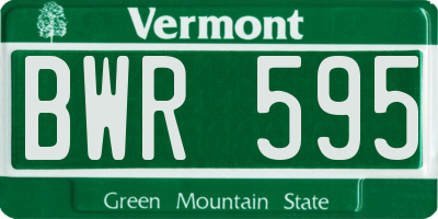 VT license plate BWR595