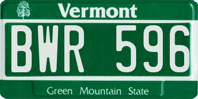 VT license plate BWR596