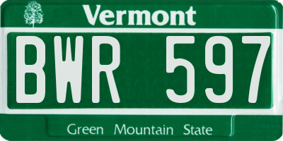 VT license plate BWR597