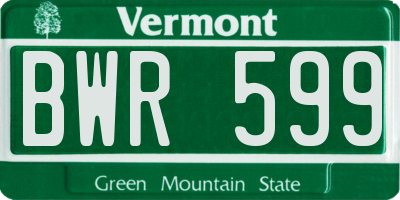 VT license plate BWR599