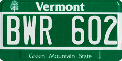 VT license plate BWR602