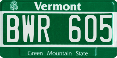 VT license plate BWR605
