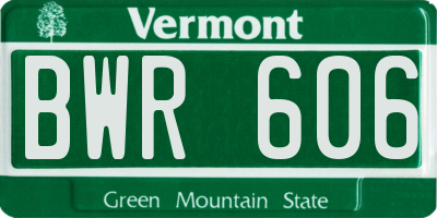 VT license plate BWR606