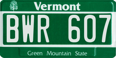 VT license plate BWR607