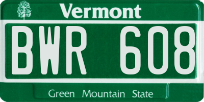 VT license plate BWR608