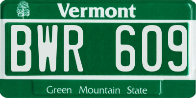 VT license plate BWR609