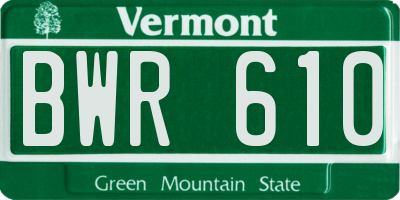 VT license plate BWR610