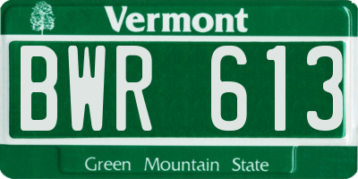 VT license plate BWR613