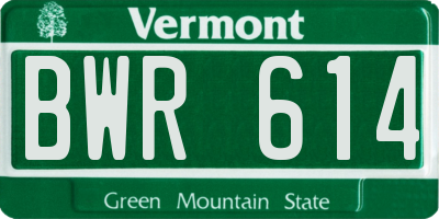 VT license plate BWR614