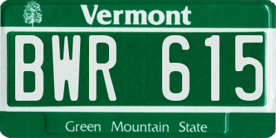 VT license plate BWR615