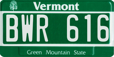 VT license plate BWR616