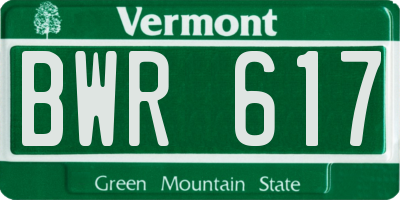 VT license plate BWR617