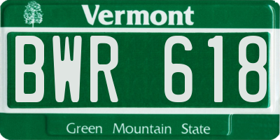 VT license plate BWR618
