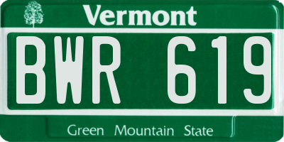 VT license plate BWR619