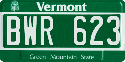 VT license plate BWR623