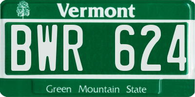 VT license plate BWR624