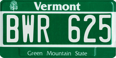 VT license plate BWR625