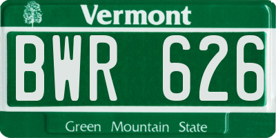 VT license plate BWR626