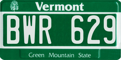 VT license plate BWR629