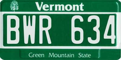 VT license plate BWR634