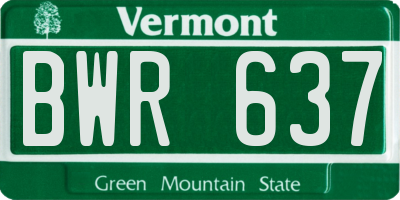 VT license plate BWR637