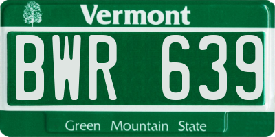 VT license plate BWR639