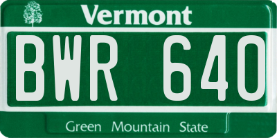VT license plate BWR640