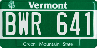 VT license plate BWR641