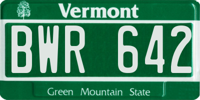 VT license plate BWR642