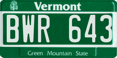 VT license plate BWR643
