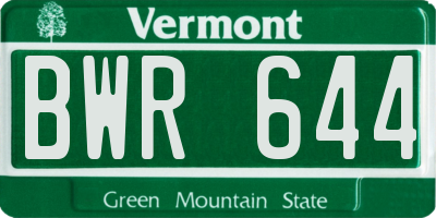 VT license plate BWR644
