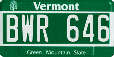 VT license plate BWR646