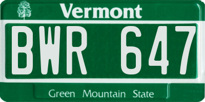 VT license plate BWR647
