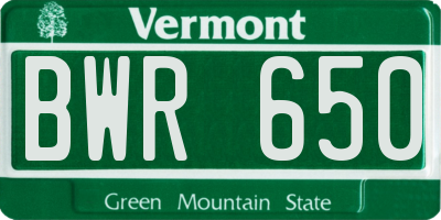 VT license plate BWR650
