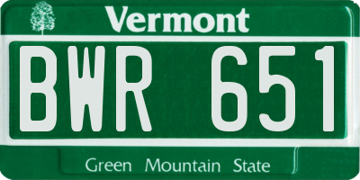 VT license plate BWR651