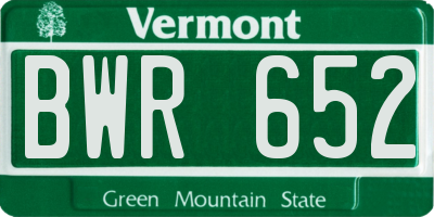 VT license plate BWR652