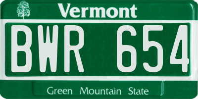 VT license plate BWR654