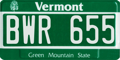 VT license plate BWR655
