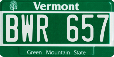 VT license plate BWR657