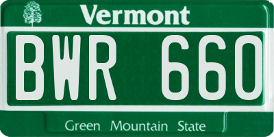 VT license plate BWR660