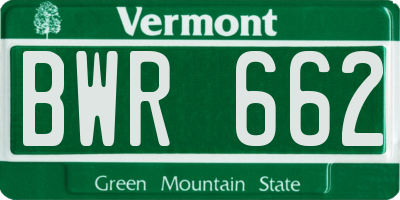VT license plate BWR662