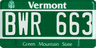 VT license plate BWR663