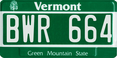 VT license plate BWR664