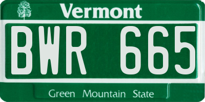 VT license plate BWR665